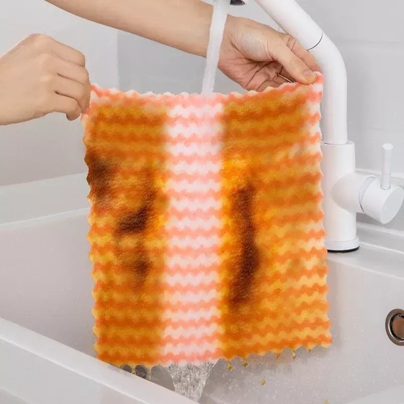 Sprzedaż falista ścierka do naczyń szmata nie wchłaniająca wodę łatwo stracić włosy prace domowe czyszczenie przybory kuchenne leniwy szmata odtłuszczacz ręcznik