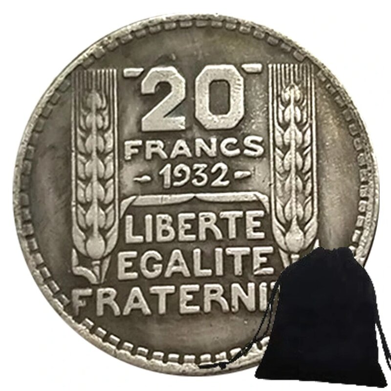 Moneda de bolsillo conmemorativa de la suerte para pareja, moneda de medio dólar de lujo de la República Francesa, moneda de decisión de club nocturno, bolsa de regalo, 1932