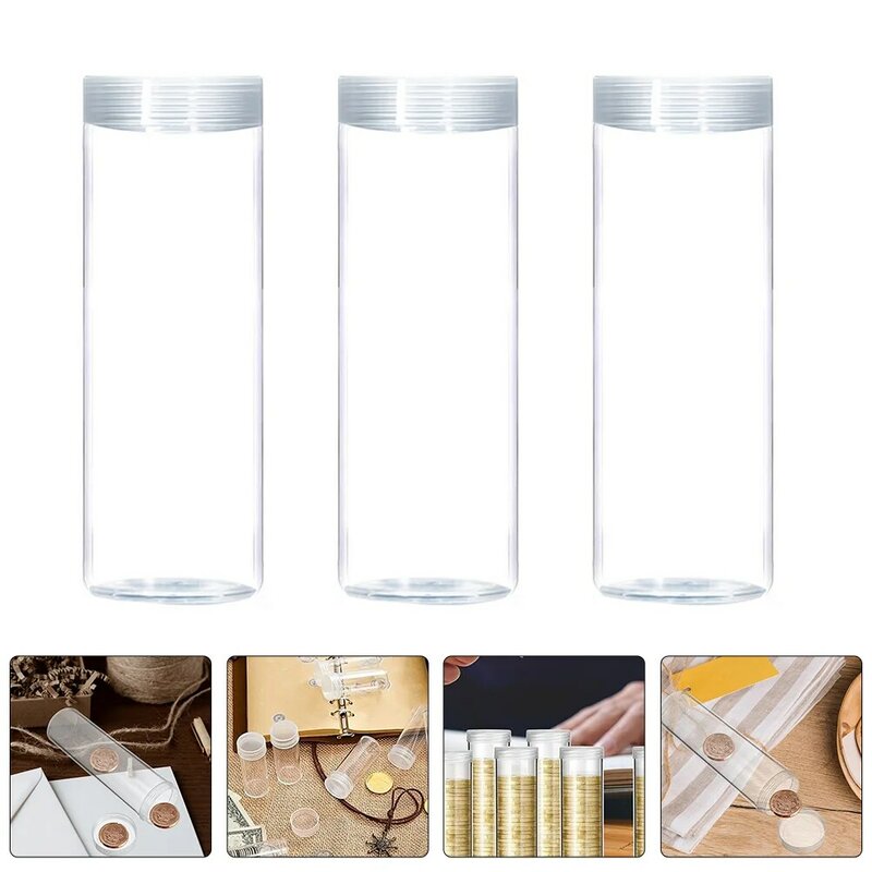 10pcs Coin Tubes Quarter Rolls Wrappers Plastic Coin Holders Clear Coin Storage Containers