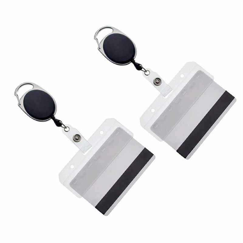 Horizontal Half Card Holder Credit Card Transparent Retractable Badge Reel Card Protector Easy Pull Buckle Name Card Cover