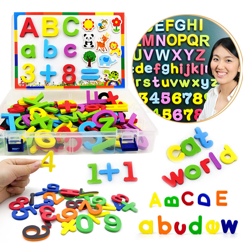 24-76 Buah Stiker Kulkas Busa EVA Huruf Alfabet Magnetik Balita Anak-anak Belajar Menghitung Ejaan Hadiah Mainan Pendidikan