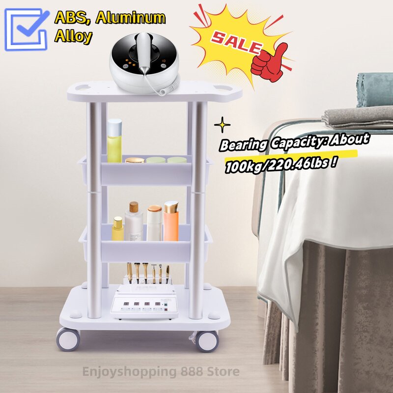 Salon Trolley Stand Beauty SPA Rolling Cart 4 Layers Tray With Mute Wheel