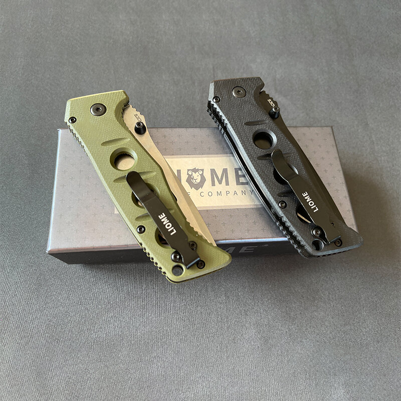 Liome-cuchillo plegable táctico de alta calidad para exteriores, herramienta EDC de bolsillo de supervivencia para acampar, mango G10, 273 ejes