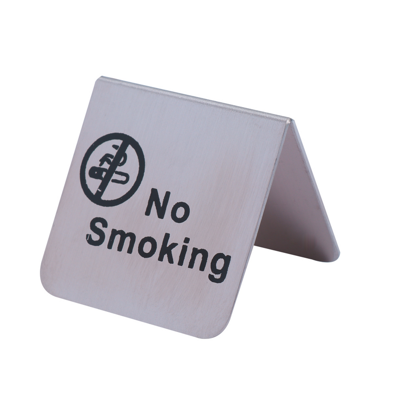 Señal de escritorio de acero inoxidable para No fumar, doble cara, señal de pie libre para No fumar, oficina, Hotel, círculo Inglés/negro
