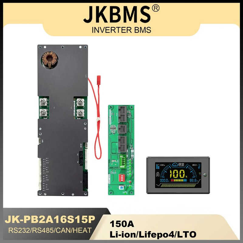 JKBMS-inversor inteligente BMS para inversor Growatt Deye, armazenamento de energia familiar, LiFePO4, Li-ion, LTO, 8S, 150A, 24V, 48V, PB2A16S15P