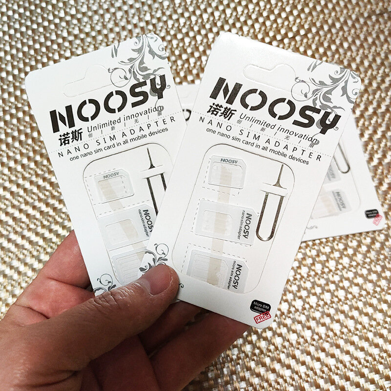 Noosy-micro sim cartão adaptador 4in 1, adaptador padrão, conversor conjunto para telefone celular com chave de ejetar pino, 100 conjuntos