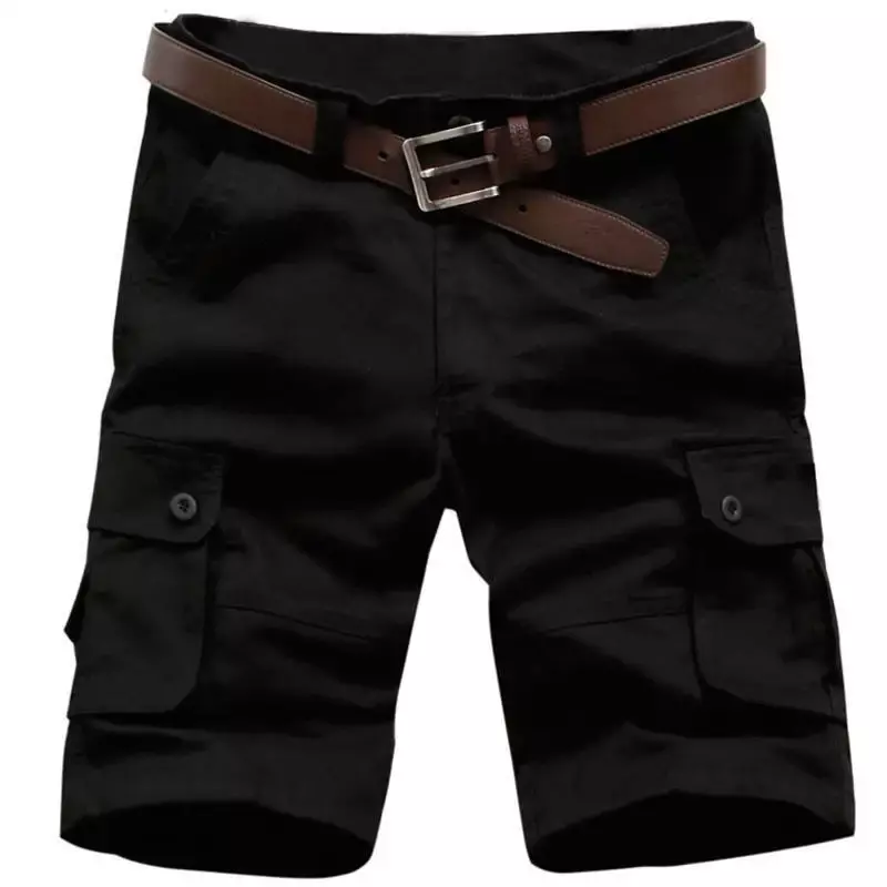 Pantalones cortos Cargo para hombre, Bermudas de media color sólido con botones, cintura elástica holgada, informales, Vintage, cómodos, Y2k, 2024