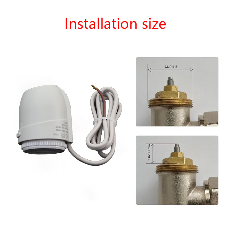 Válvula de calefacción de piso de alta gama CNC AC 230V colector de actuador de calefacción eléctrica para termostato de calefacción de piso