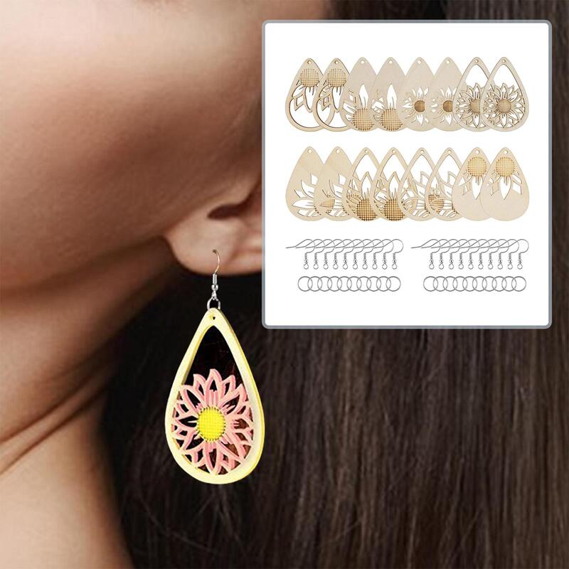 182x orecchini in legno non finiti pendenti a goccia orecchini che fanno forniture per la creazione di gioielli artigianali fai da te
