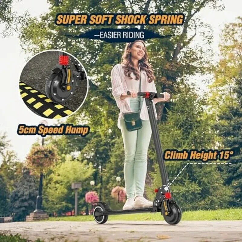 Electric Kick Scooter, Max 15MPH Power by 250W Motor,12/15Miles Range, Commuting E-Scooter, 6.5" Solid Tire
