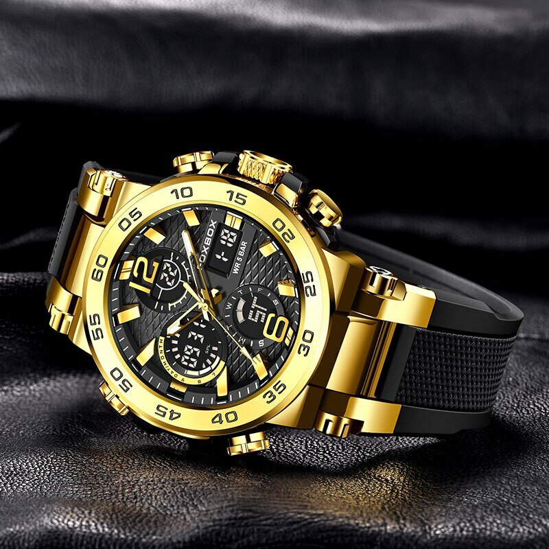 FOXBOX Business Watch Men Fashion Diver Watch Men Top Brand Luxury Sport Waterproof Military Chronograph Relógio Masculino+BOX