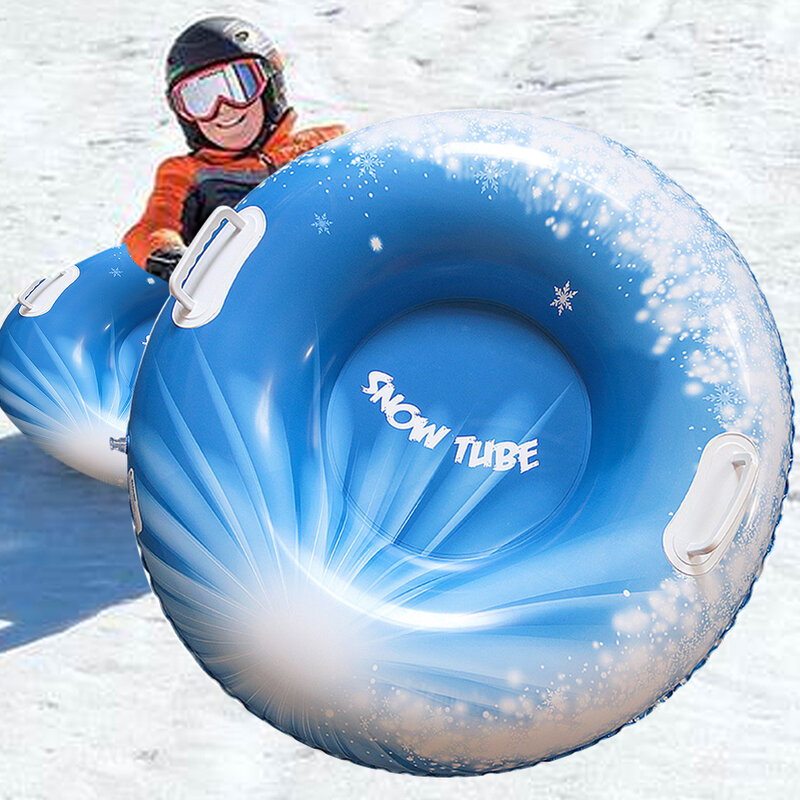 Trineo inflable grueso con mango, tabla de esquí flocada, 80cm, resistente al frío, deportes al aire libre de invierno
