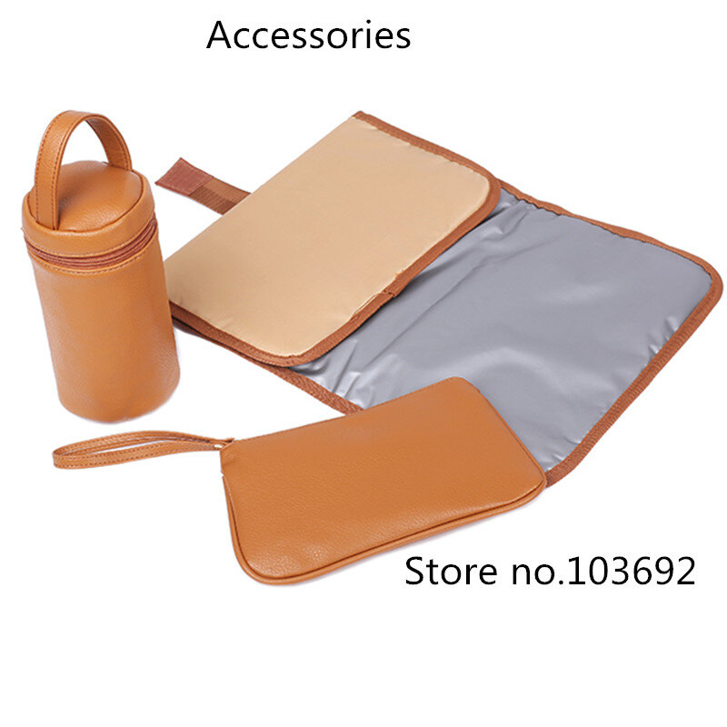 Bolsa de fraldas de bebê de couro pu, mochila de alta capacidade, para mamães, para fraldas, carrinho de bebê, bolsa de armazenamento