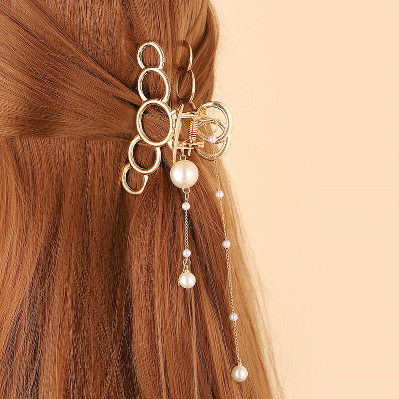 Épingle à cheveux en métal avec perles pour fille, Clip, requin, tempérament élégant, Simple, accessoires pour cheveux, 2022