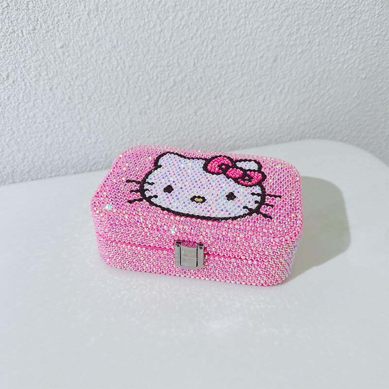 Hello Kitty Jewelry Box, Figura Anime Sanrioed, Kawaii Jewelry Bag, Colar Brincos Caixa De Armazenamento, Acessórios Dos Desenhos Animados