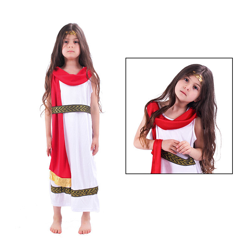 Faraó egípcio Cosplay Traje para crianças, deusa grega antiga Roman, Interpretação de Palcos, Menina