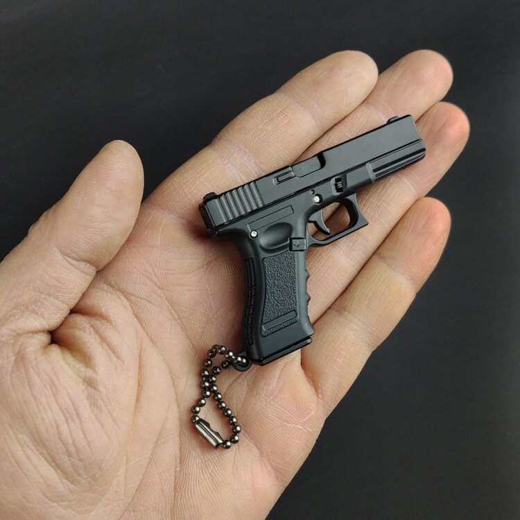 (No Bullets)1:3 Glock G17 Alloy Plastic Keychain Mini Toy Gun Model Gift Pendant Ornament Fidget Decompression Anti-stress Toy
