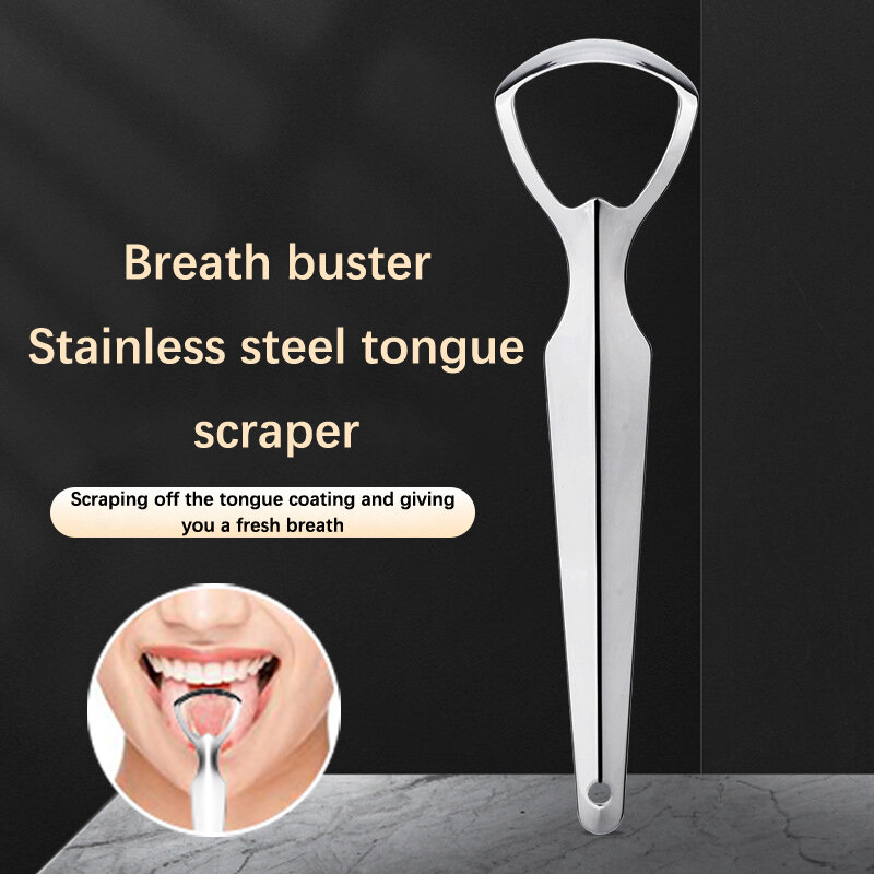 Raspador de língua portátil em aço inoxidável, ferramenta mais limpa para remover grande abertura, limpador de língua para adultos e crianças
