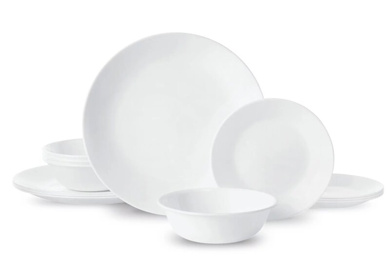 Winter Frost White, Round 12-Piece Dinnerware Set dinnerware set