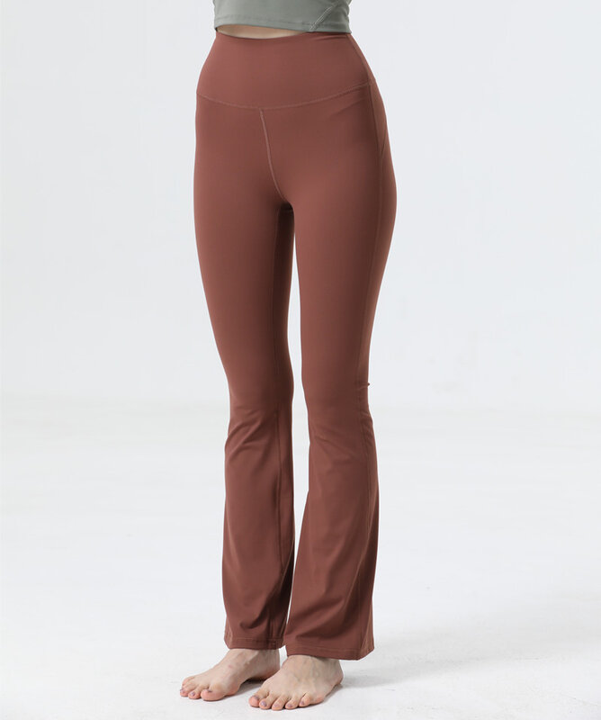 Celana Yoga wanita, celana Yoga wanita pinggang tinggi elastis ramping melebar cepat kering bernapas olahraga lari kebugaran pakaian wanita