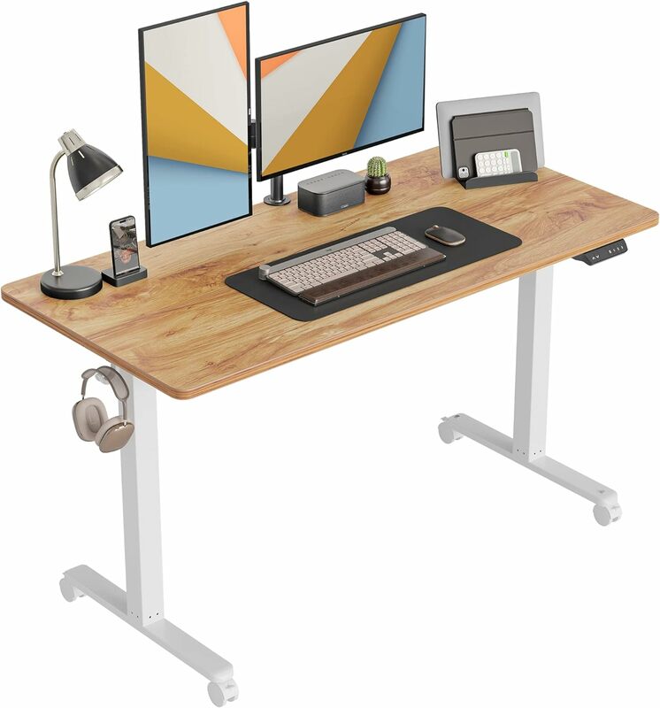 Meja berdiri listrik cubiubi, meja berdiri elektrik, tinggi 63x24 inci, Meja duduk dapat disesuaikan, stasiun kerja komputer rumah kantor ergonomis