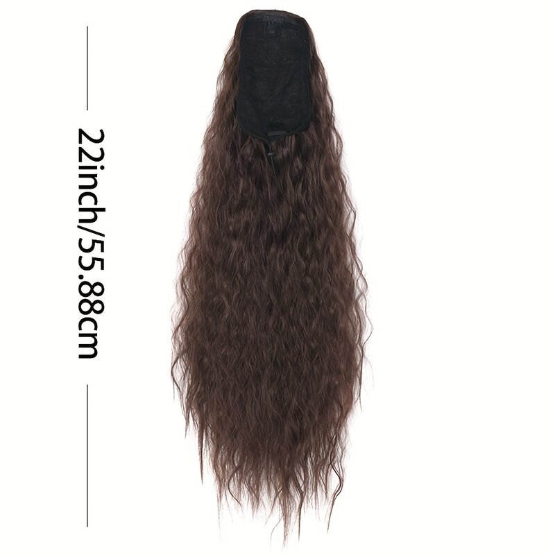 Corn ondulado rabo de cavalo encaracolado para mulheres e meninas, 22 "extensão do cabelo longo, peruca sintética, wrap clip in pony caudas, acessório para cabelo