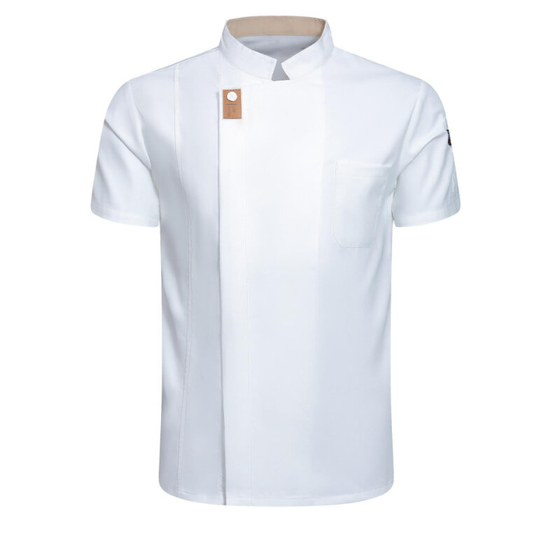 Jaqueta Chef manga curta para homens e mulheres, camisa de cozinheiro, parte superior do restaurante, uniforme de garçom, novo, 2020, 2024