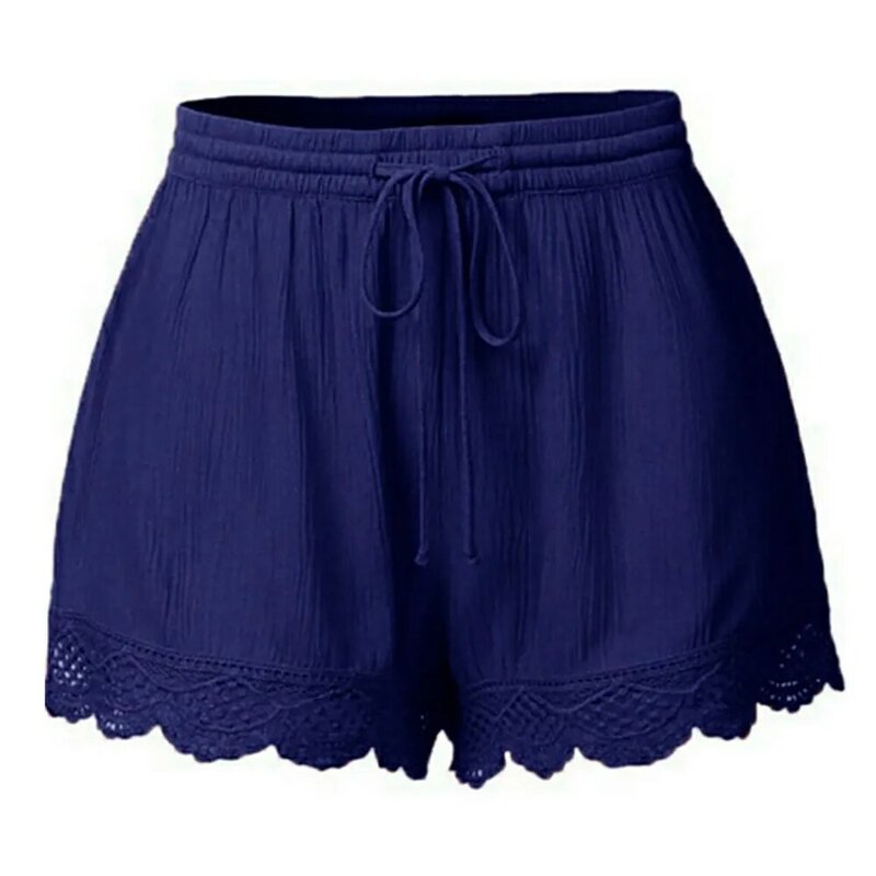 Pantalones cortos con lazo de cuerda de encaje para mujer, mallas deportivas de Yoga, pantalones cortos para correr, moda