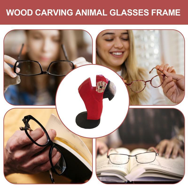 Tempat kacamata hewan, aksesoris mata kayu buatan tangan dari kayu, Display Organizer penyimpan kaca mata, meja kantor rumah