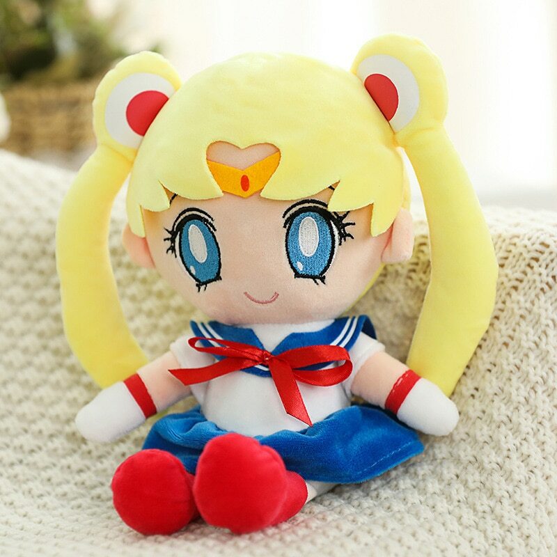 25CM Kawaii Sailor Moon Mainan Mewah Bulan Kucing Bulan Kelinci Lucu Gadis Hati Diisi Anime Boneka Hadiah Rumah Dekorasi Kamar Tidur