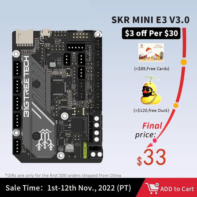 New BTT SKR Mini E3 V3.0 Motherboard With TMC2209 UART VS SKR 2 3D Printer Mainboard for Ender 3 Ender 5 Pro CR 10