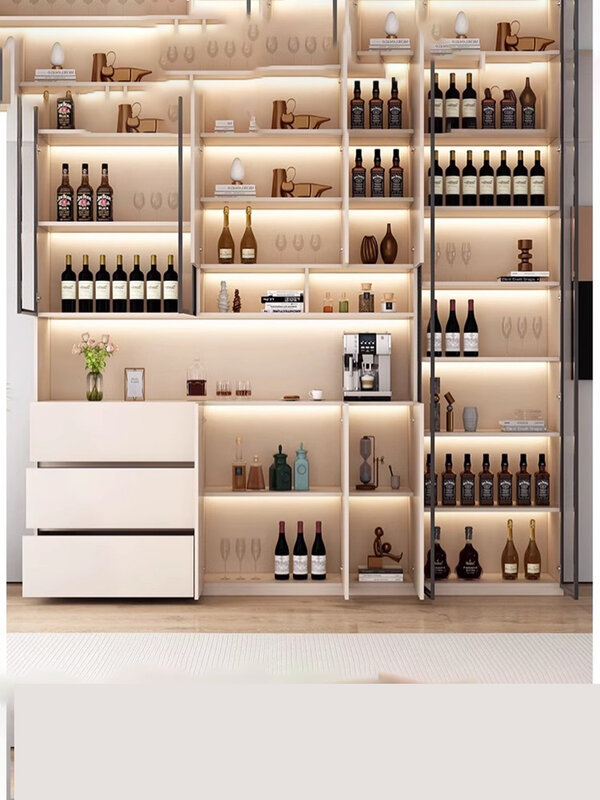 Kabinet anggur desain mewah mengumpulkan lemari anggur papan samping lemari anggur Vitrina Bar Armarios untuk Sala De Estar Bar mebel LVWC
