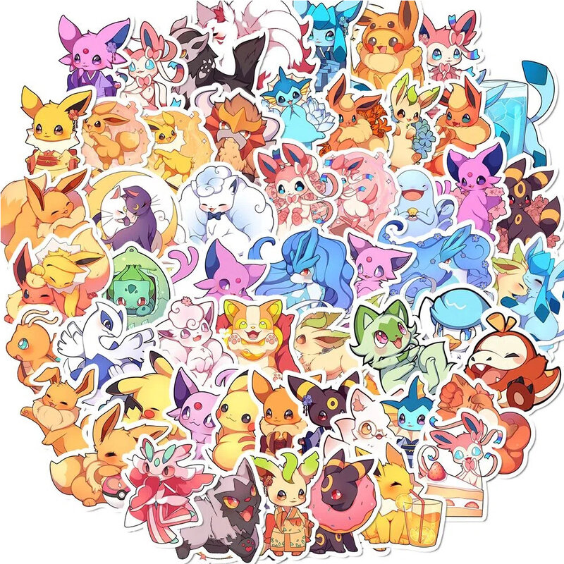 10/30/50/100Pcs Kawaii Pokemon Anime Cartoon Stickers Leuke Esthetische Decals Laptop Telefoon Auto Koffer decoratie Sticker Kid Speelgoed