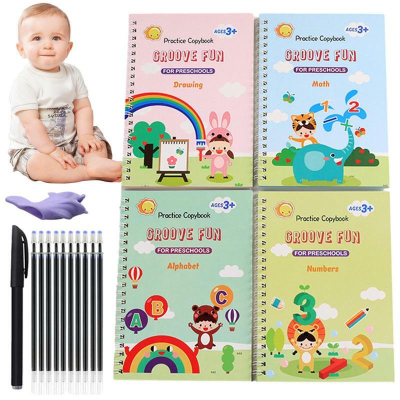 Cuaderno de práctica de escritura para niños en edad preescolar, libro de trazado, letras, números, escritura de dibujo de matemáticas