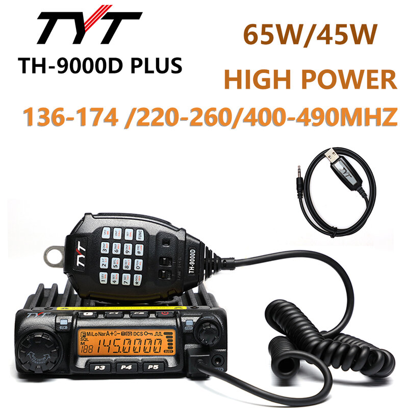 TYT TH-9000D PLUS wysoka moc 60/45W Vhf 136-174Mhz 220-260Mhz Uhf 400-490Mhz Radio z szynką
