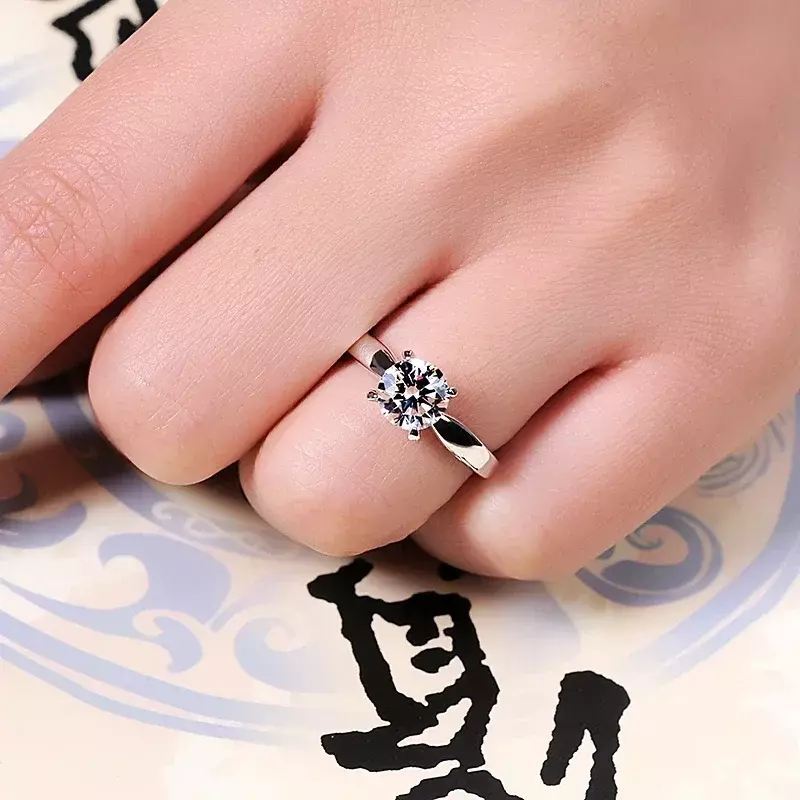 O Solitaire 2CT Zirconia Diamant fede nuziale accessori fini gioielli regalo per le donne anello classico di lusso Color oro bianco 18 carati