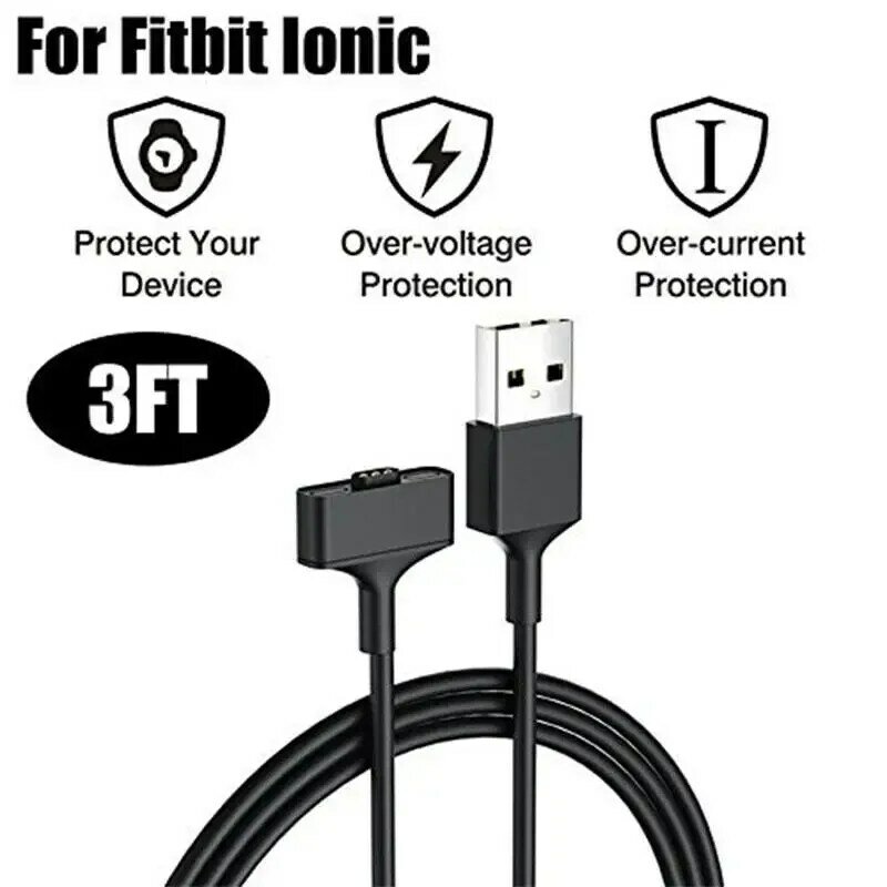 Kabel pengisi daya USB 1M untuk Fitbit Ionic, kabel pengganti gelang pengisi daya nirkabel untuk pelacak ionik Fitbit