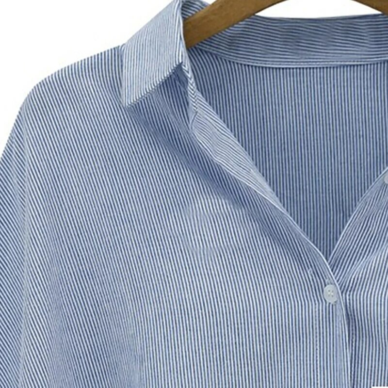 Camisa de manga larga superholgada para mujer, camisa a rayas de talla grande, superelegante, para principios de otoño