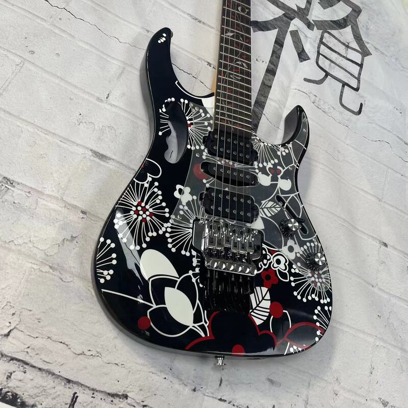 Guitarra elétrica pintados à mão, Maple Fingerboard, Maple Track, Split pintados à mão incluído, 6 cordas, Foto de fábrica