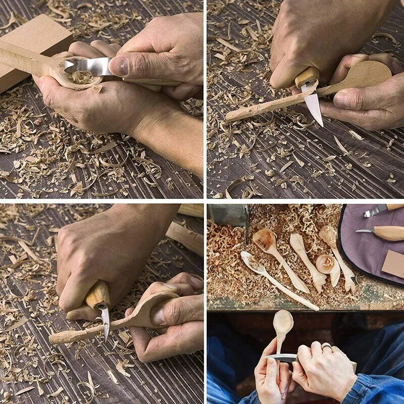 5 Stück Holz schnitzerei Löffel leer Buche und Walnussholz unvollendete Holz Handwerk Schnitzelset für Quittler Starter