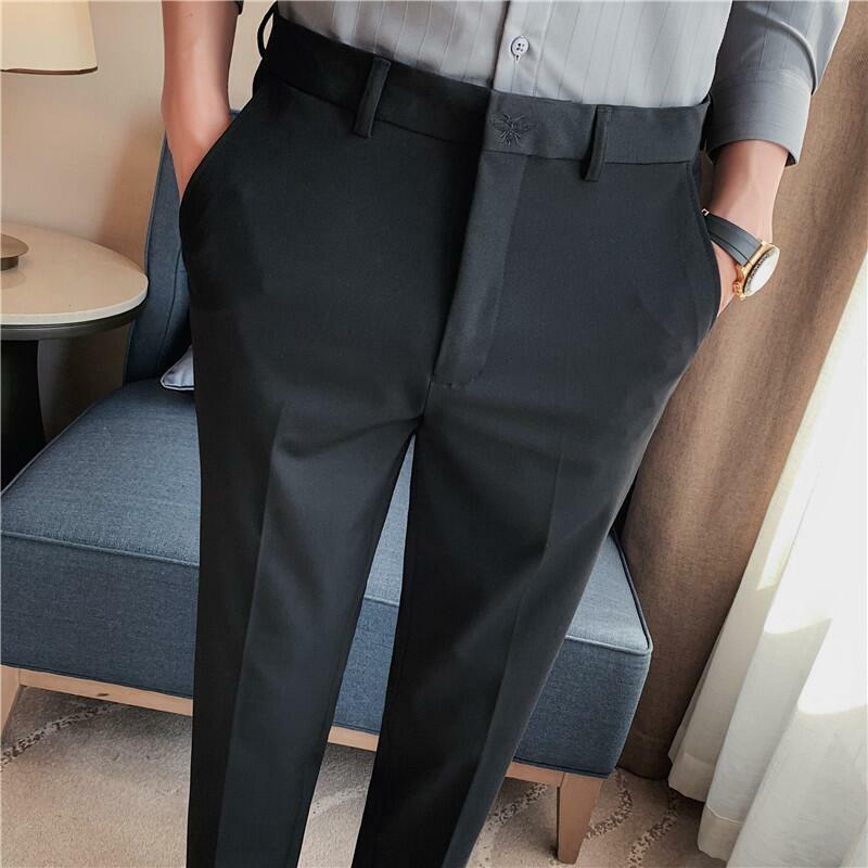 Pantaloni formali da lavoro ricamati estivi 2024 pantaloni da uomo Slim da ufficio in stile coreano pantaloni alla caviglia Streetwear di alta qualità