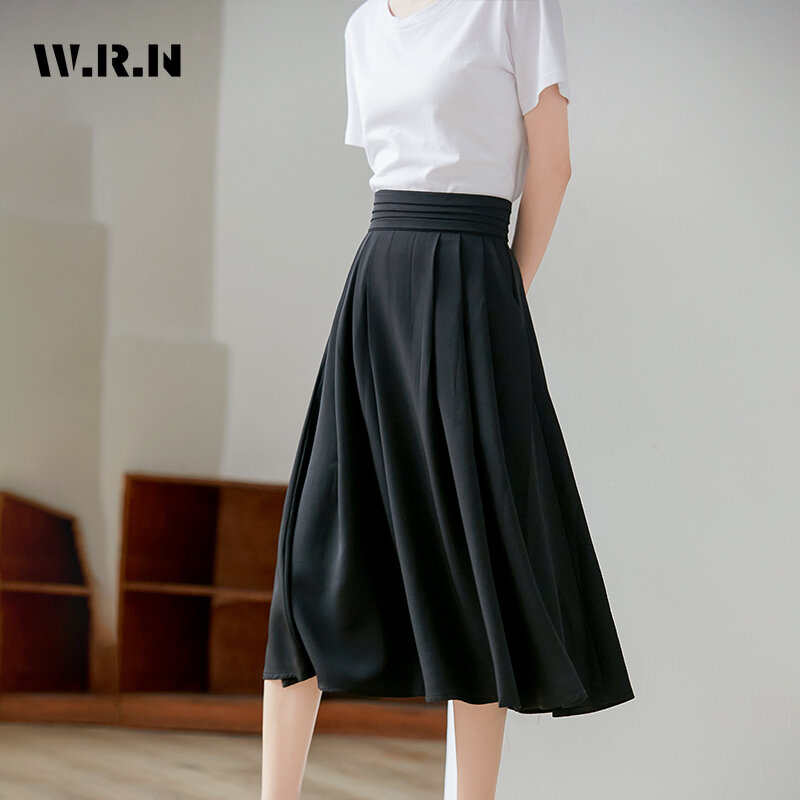 2024 Summer Vintage Slim Fit Elegant Mid Long Tierred Skirts Women's Casual Office Ladyt Style High Waist Slim Fit Sexy Skirt