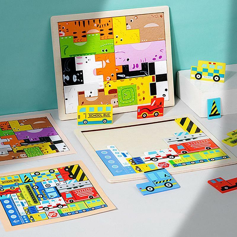 Colorido Tangram Jigsaw Puzzle para crianças, blocos de madeira, brinquedo geométrico, aprendizagem, placa de educação, jogos, puzzles brinquedos, presentes de aniversário