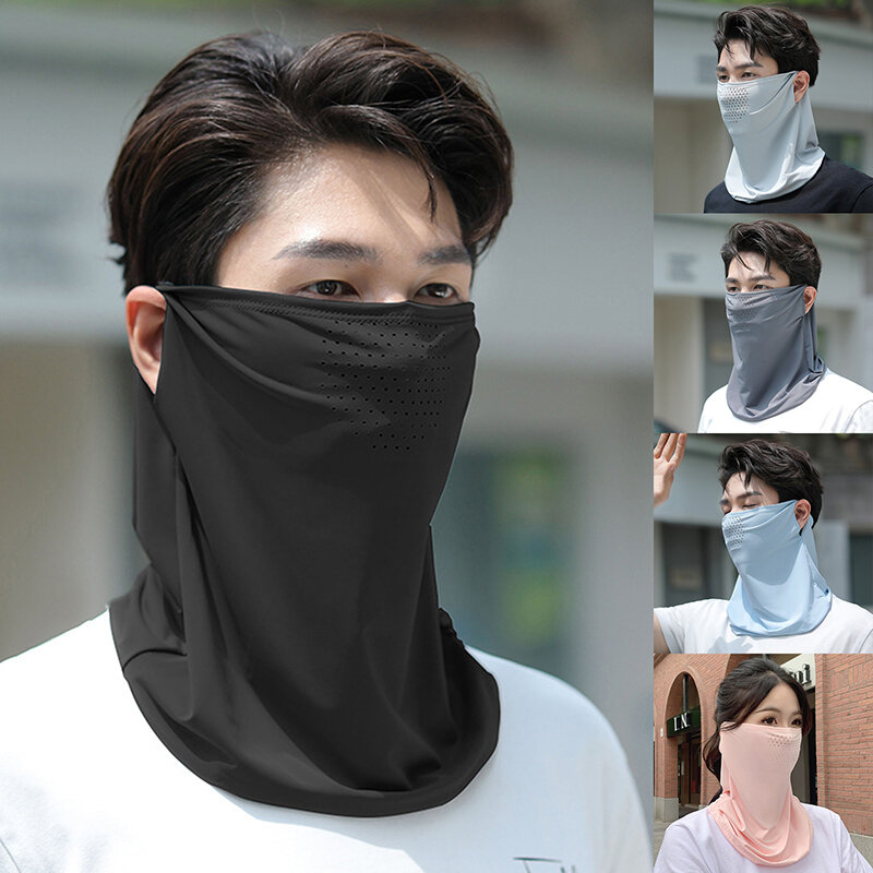 Unisex Face Scarf Breathable Ice Silk UV Sun Protection Mask Soft Adjustable Anti Ultraviolet Thin For Summer Outdoor Activities