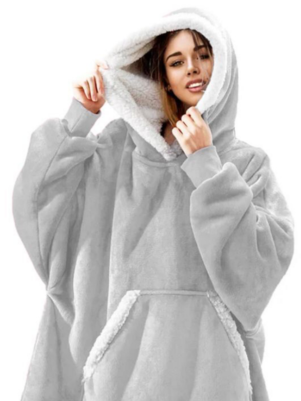 Hoodie Decke Frauen übergroße Fleece Hoodie Sweatshirt weibliche Winter warme Decke mit Ärmeln Riesen Plüsch TV Decke Hoody