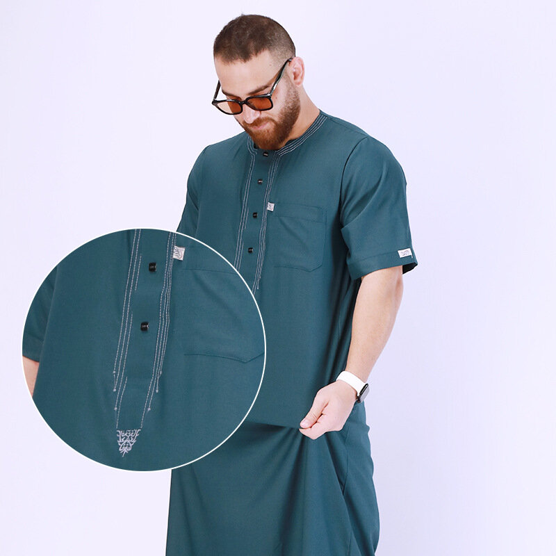 ИД мусульманский Jubba Thobe мужской длинный халат с вышивкой Рамадан кафтан кимоно Саудовская мусульманская Абая Дубай Арабская Турция Исламская одежда