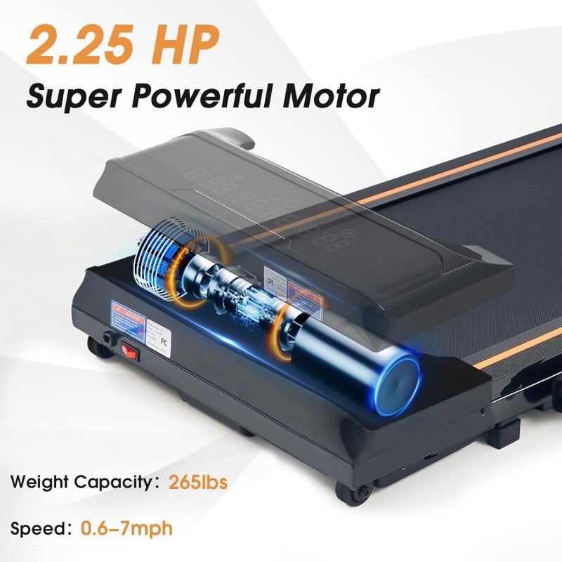 2 in 1 Folding Treadmill, 2.25HP Foldable Under Desk Walking Pad Treadmill with Remote Control LCD Display, Portable Jogging Tre