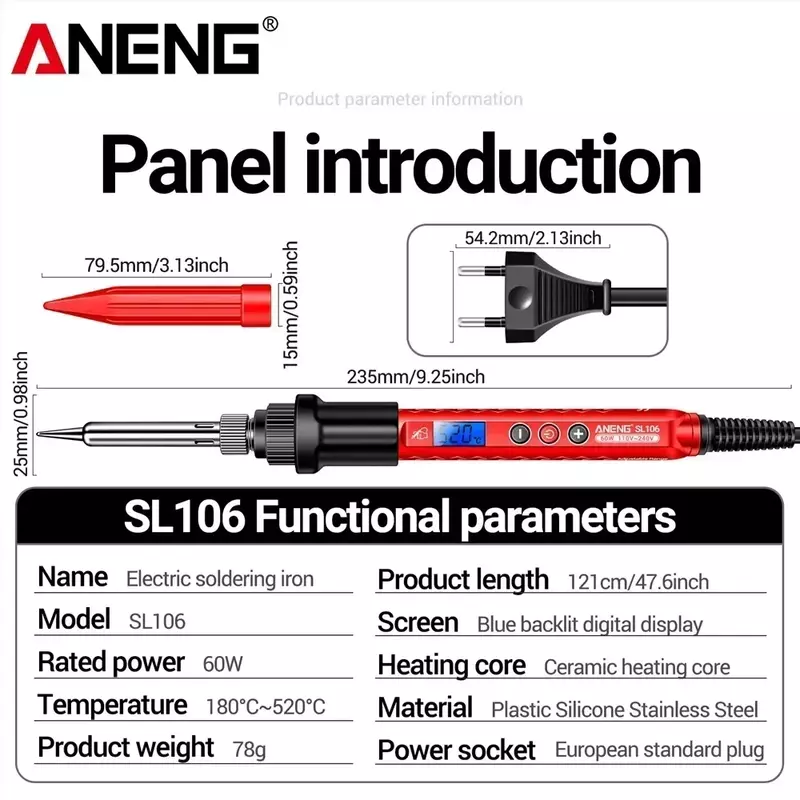 Aneng-電気溶接機,調整可能な温度,溶接ステーション,ヒートペンシルチップ,修理ツール,110v,220v,sl106
