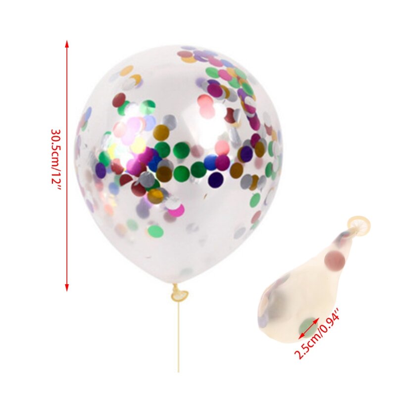 Balões confete multicoloridos qualidade, 5 unidades, 12 polegadas, látex, festa, casamento, decoração