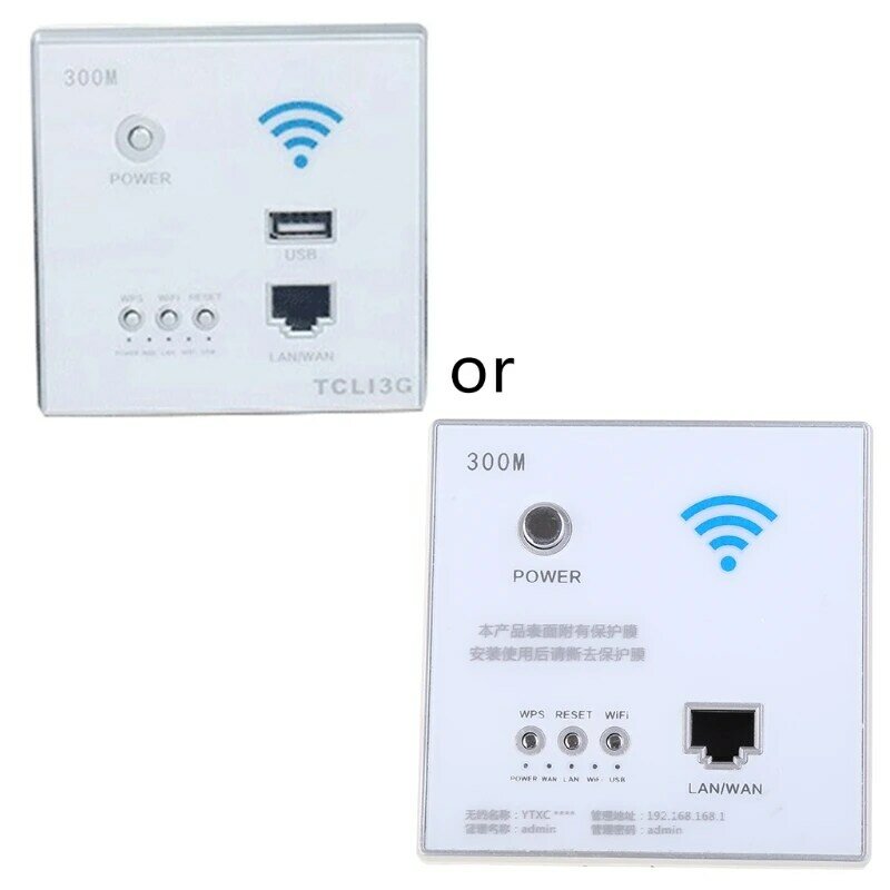 Smart Wireless WiFi Repetidor, Relé AP De Energia, Painel Router Incorporado De Parede, Tomada USB, 300Mbps, 220V, Dropship
